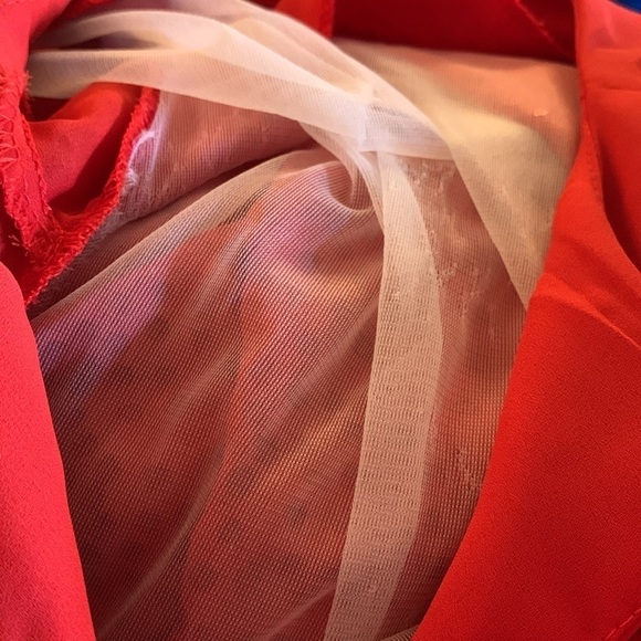 Vintage dress 🇨🇦 Marsi 1980s red sheer and sparkle pleated dress size 11/12 - Picture 12 of 15